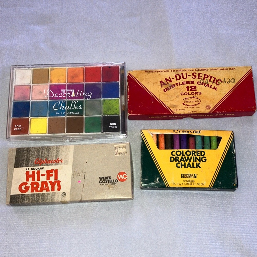 Artist Chalks Drawing Vintage palette